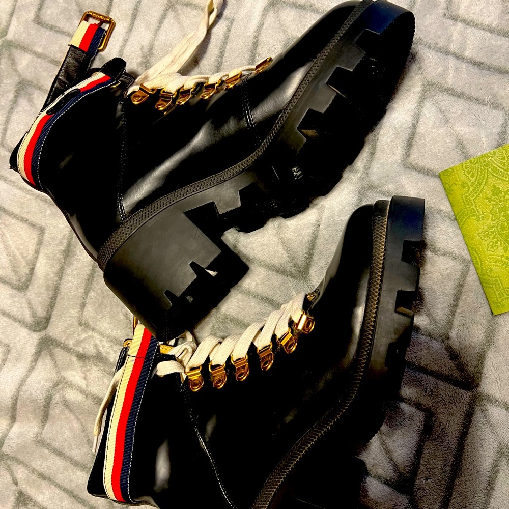 black combat boots